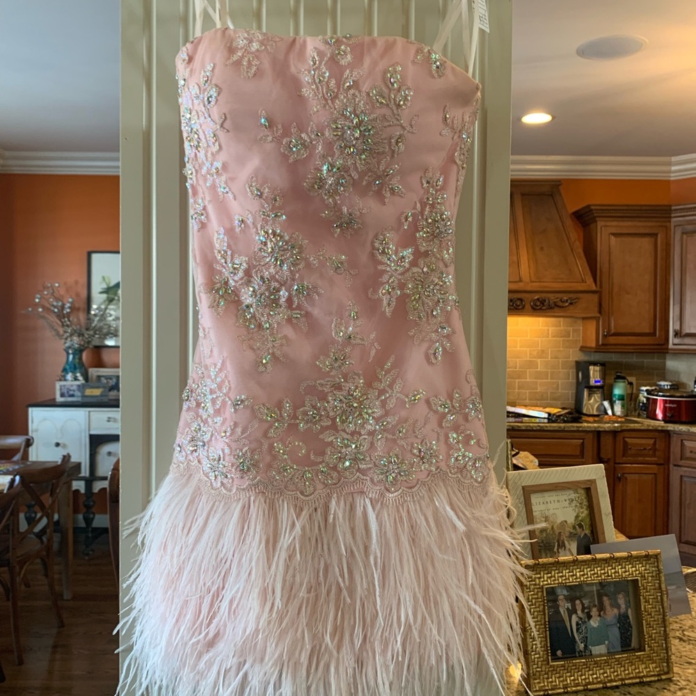 fabulous short, feathered dress